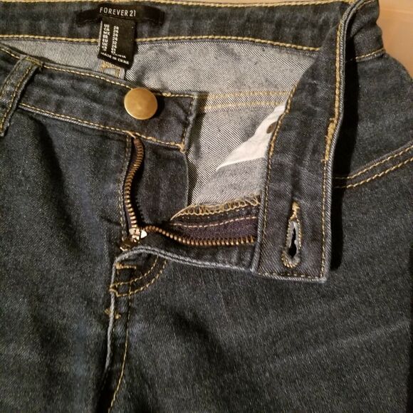 Forever 21 Womens Skinny Jeans Size 24 Medium Wash Stretch Low Rise Zip Fly - Picture 5 of 8